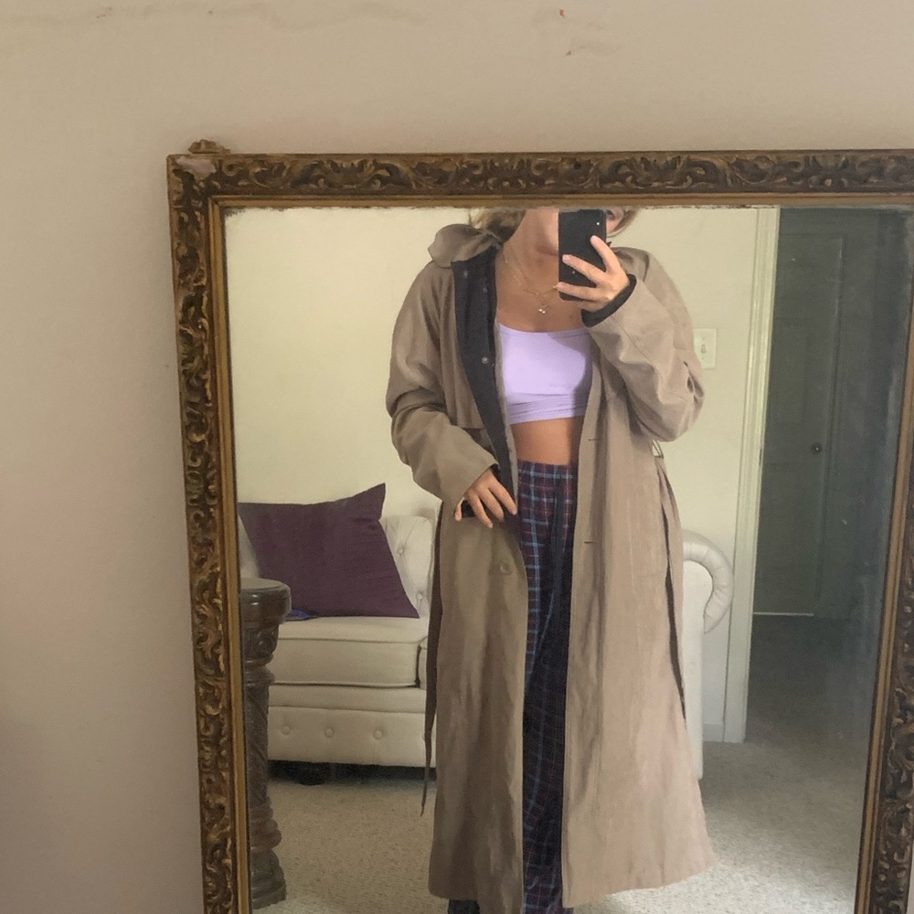 NEW YORK HARBOR Suede Trenchcoat in light brown